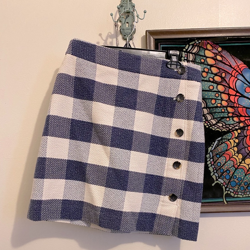 Blue plaid skirt